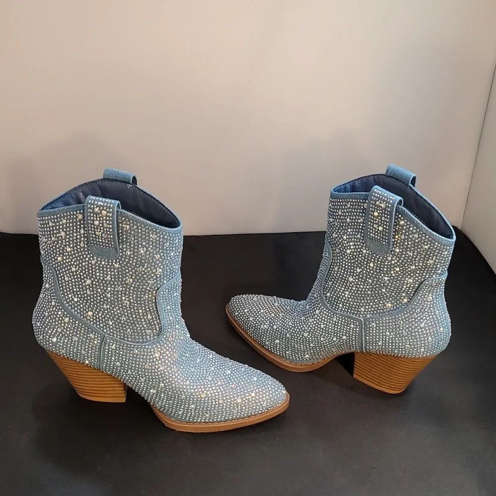 BRAND NEW FOREVER RIVER RHINESTONE WESTERN BOOTIES - Picture 6 of 15